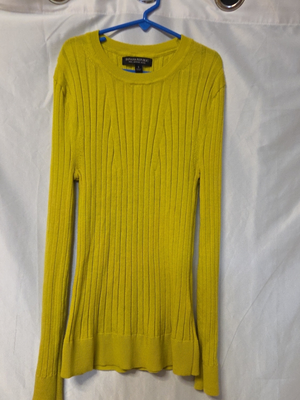 Banana Republic Bright Yellow Ribbed Crewneck Sweater Sz Small.